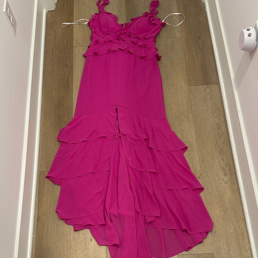 Fuchsia Ruffled Maxi Dress